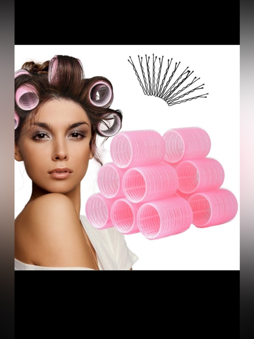 Hair Rollers in Hair Curlers - Pink with removable clips